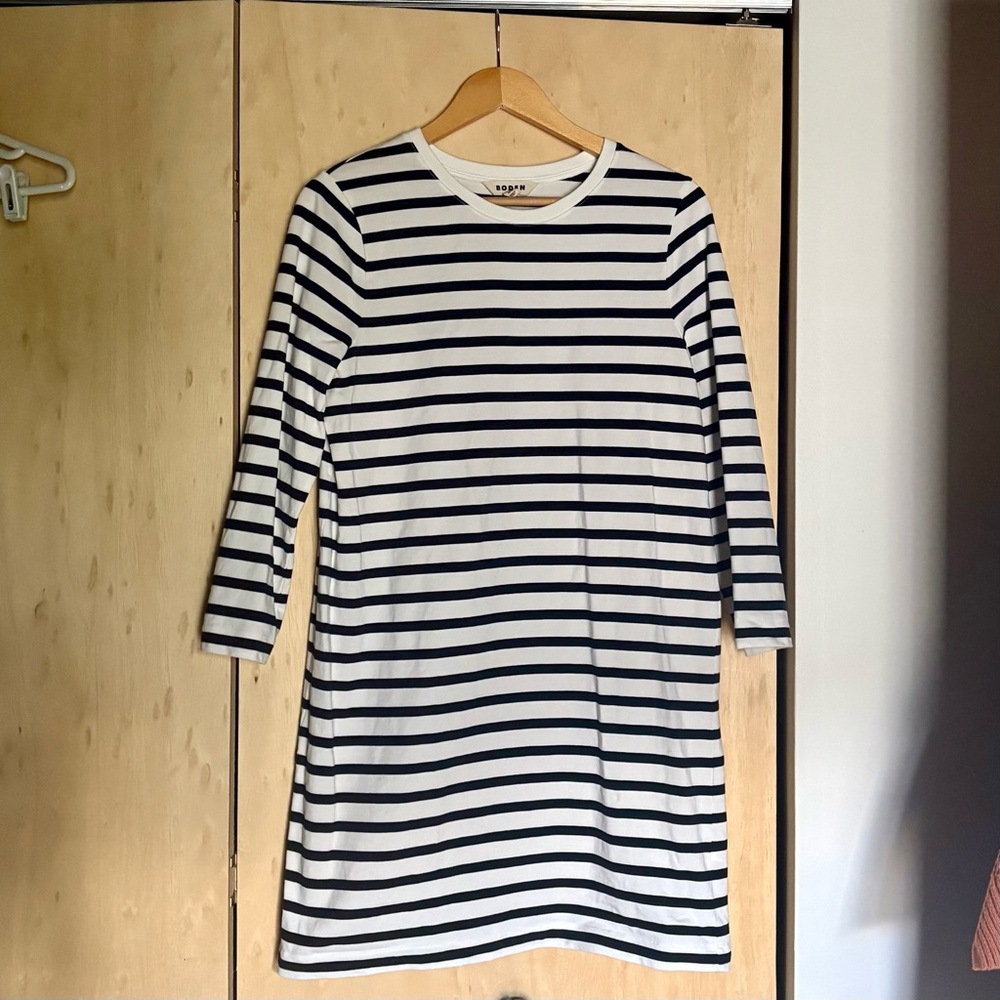 Boden Striped Breton Long Sleeve Tunic Dress